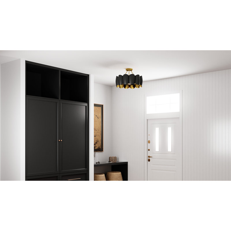Plafonnier semi-encastré noir mat 4 lumières Santana