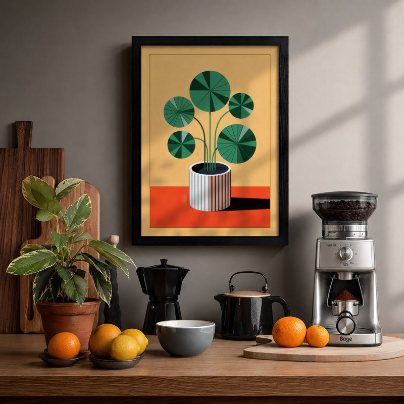 Potted Modernist Botanical - Print, Black, A4 - 29.7 x 21.0 cm