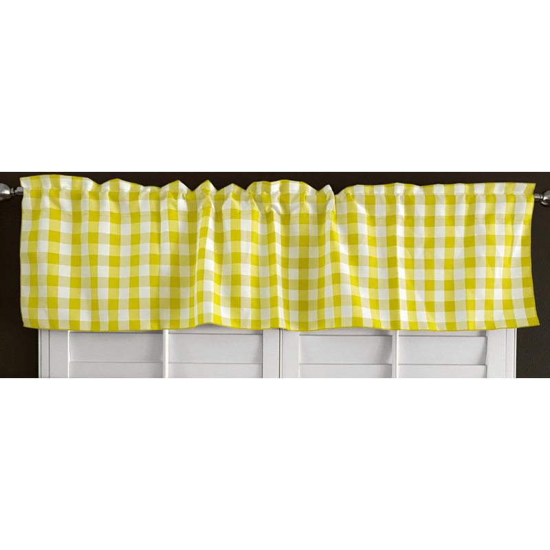 Cantonnière sur mesure l 58 po Haideh Gingham, L 58 po x L 14 po, Jaune clair