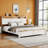 Wooden Bed with Charging Station Storage Headboard-607000852