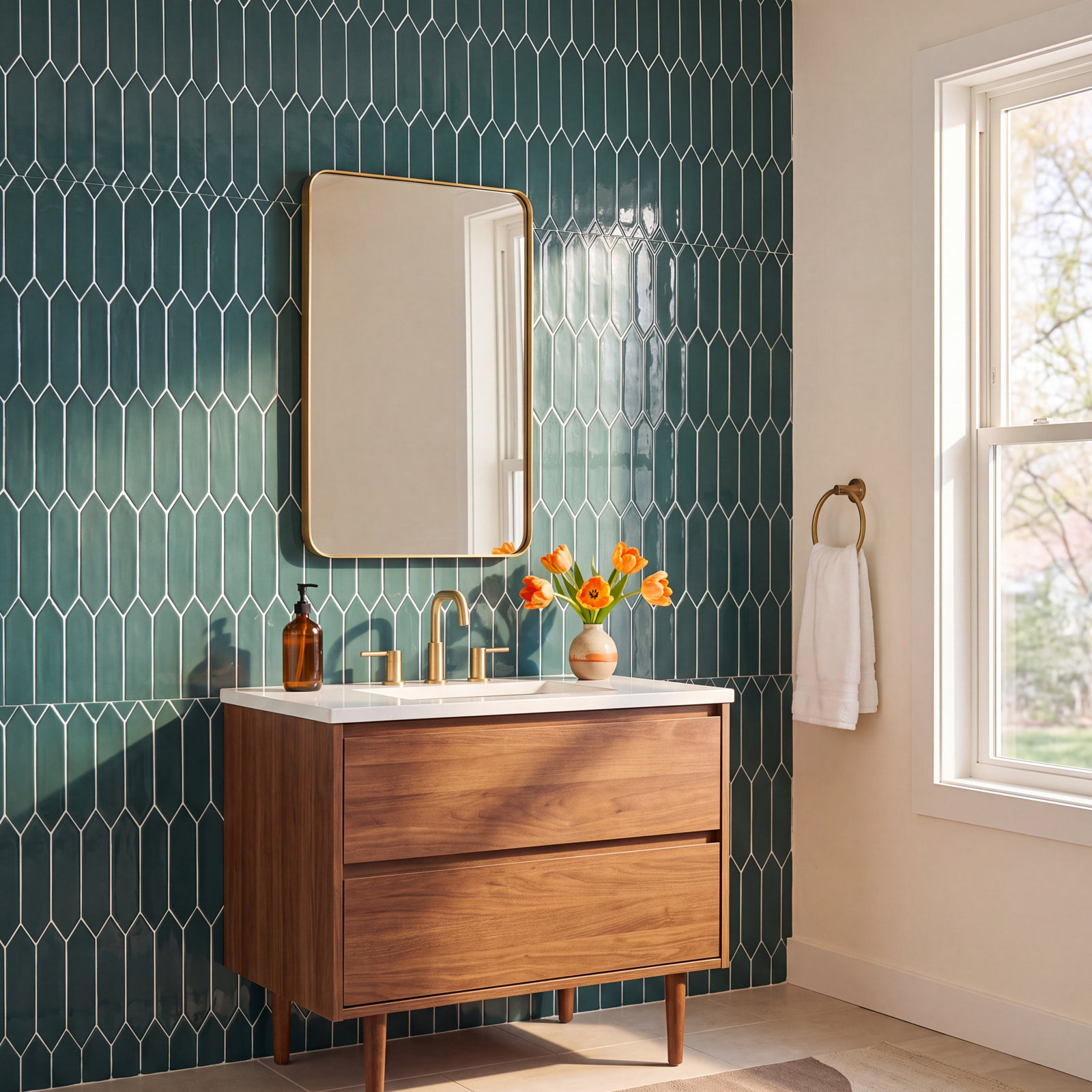 Reine 3" x 12" Ceramic Tile, Dark Teal