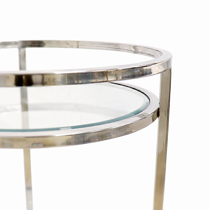 Blake Stainless Steel and Glass Bar Cart