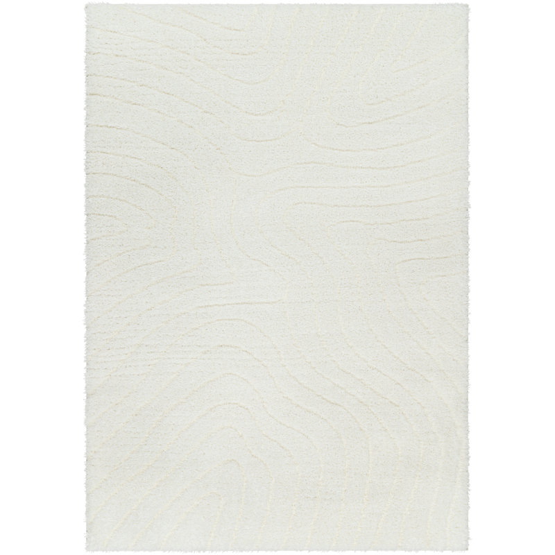 Carollyn Nomadic Machine Woven Polyester Area Rug in White, Rectangle 7'10" x 10'