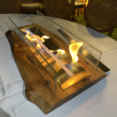 Wood Bio-Ethanol Tabletop Fireplace with Flame Guard