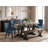 6 Piece Dining Set Contains a Rectangle Dining Room Table with V-Legs and 4 Blue Linen Fabric Upholstered Chairs with a Bench, 36x60 Inch, Multi-Color-133567853-133567859