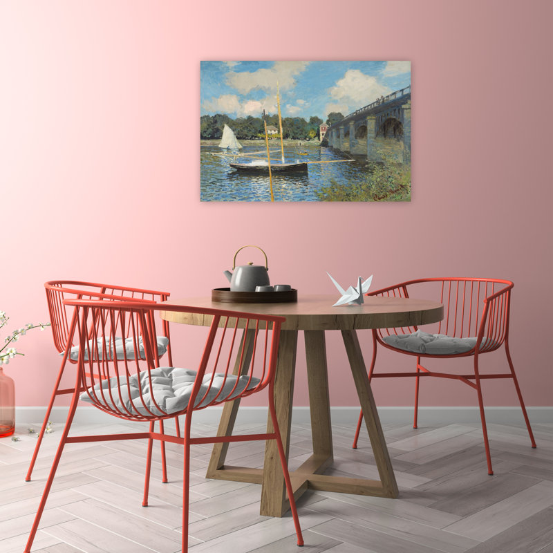 The Bridge At Argenteuil Classic Impressionist Abstract Coastal Landscape Wall Art Print by Claude Monet - Wrapped Canvas Print