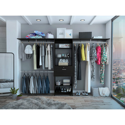 Bergen 1-Drawer 4-Shelf Closet System Dark Walnut