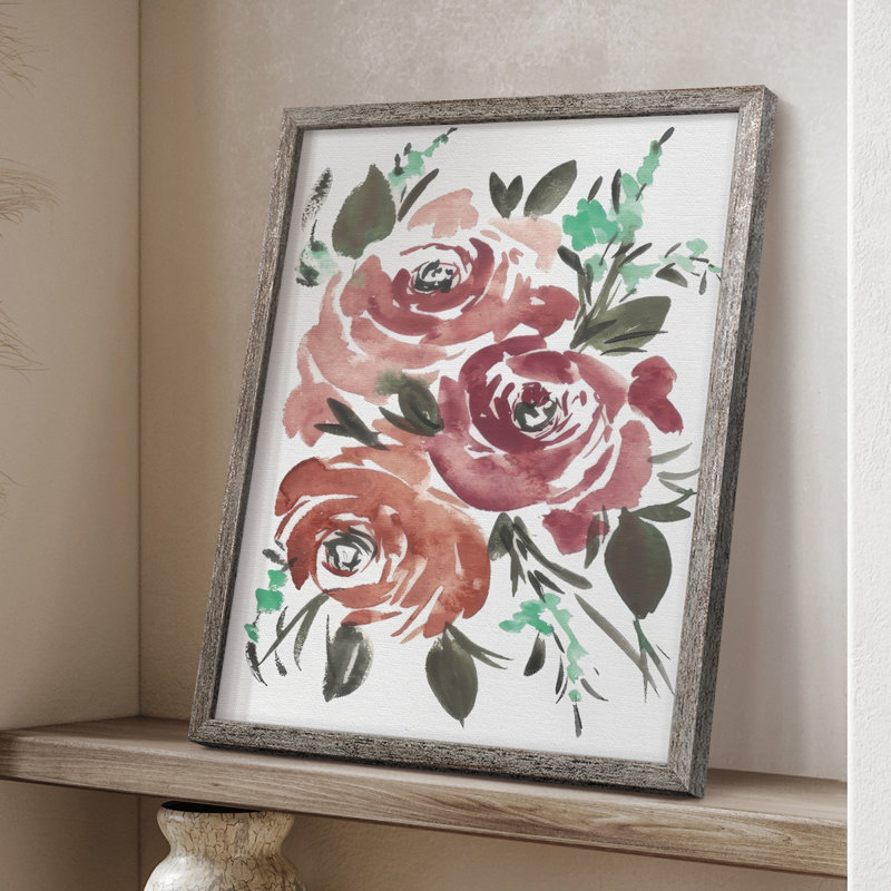 «Lovely Roses I», reproduction encadrée - bois massif, H 21 po x l 17 po