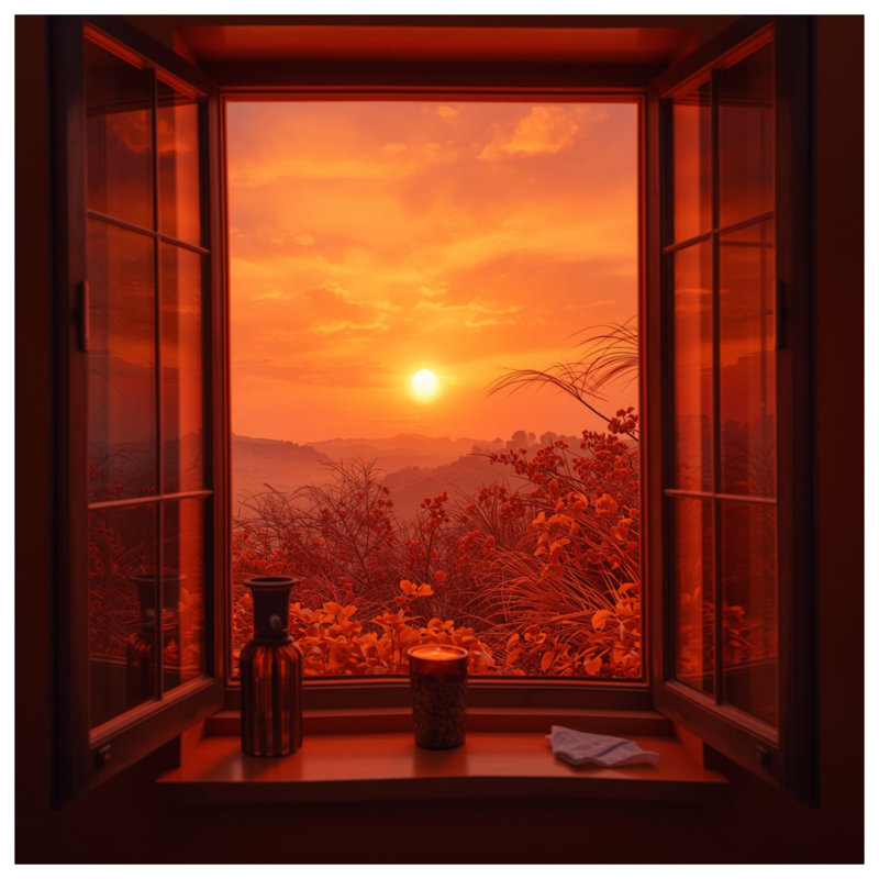 Sunset View Window Comforter, Queen
