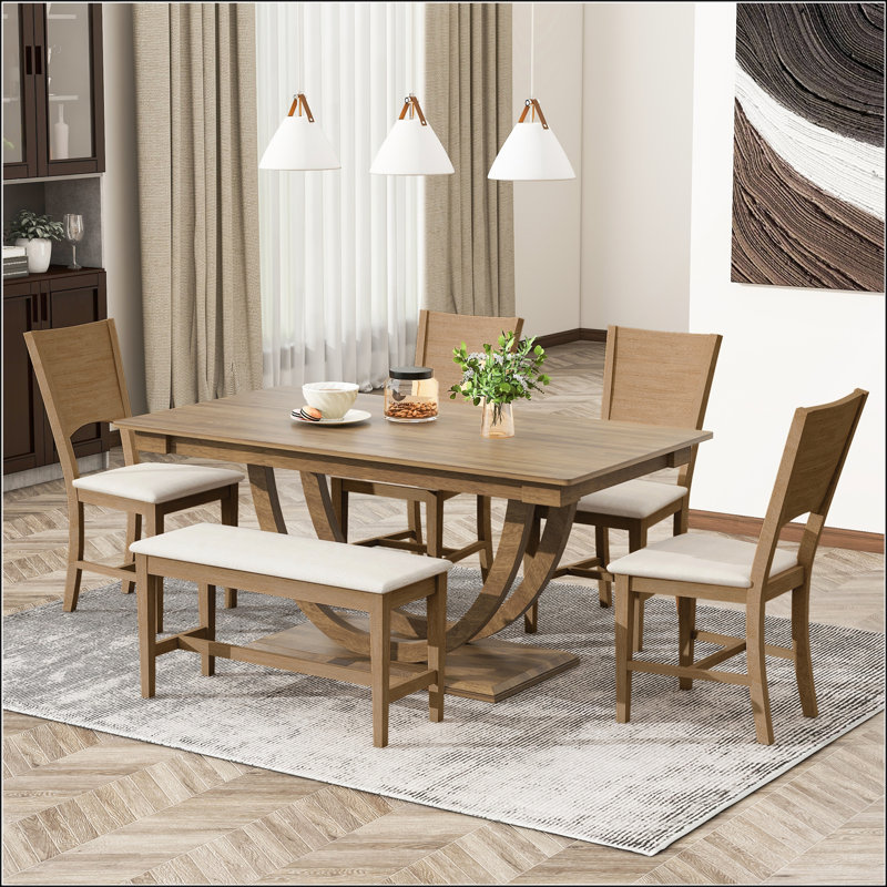 Ensemble de salle à manger 6 pièces Modern Modern, Brun, Brun, Brown / Does Not Apply