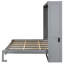 Grand lit mural gris - Meuble peu encombrant pour petits appartements, lattes absorbantes convenables, support de matelas confortable, mécanisme à double piston