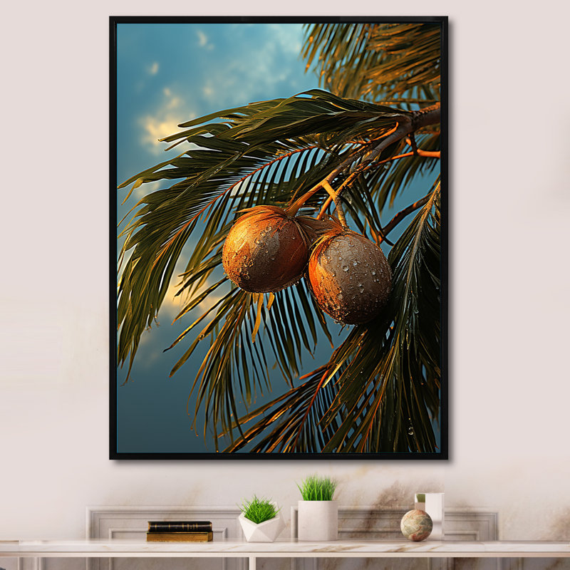 Palm Trees Symphony V " Palm Trees Symphony V ", 40" H x 30" W x 1.5" D, Black Floater Framed