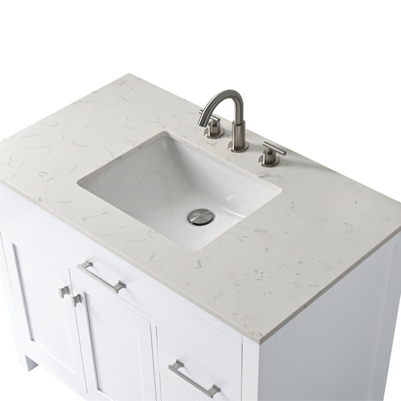 Trevor 42" W Single Vanity, White/Brushed Nickel