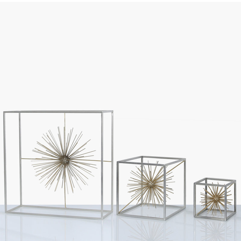 Ellefson Abstract Figurines & Sculptures, 13cm H x 13cm W x 13cm D, Silver/Gold
