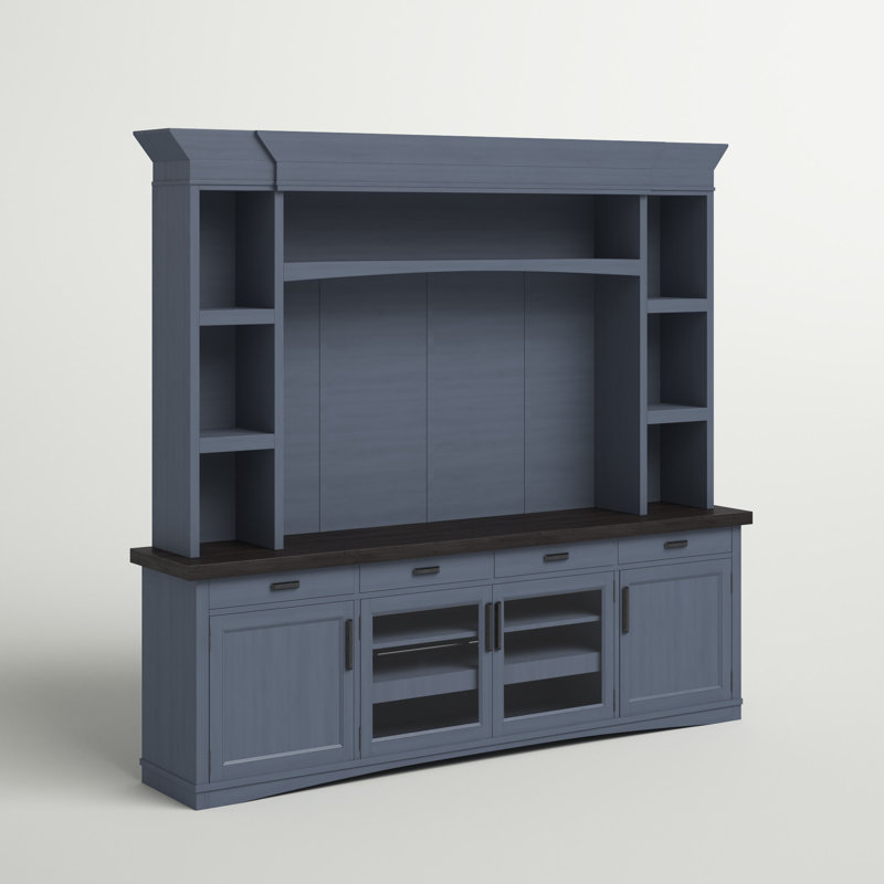 Bankhead Solid Wood Entertainment Center for TVs up to 70", Denim and Sable Wood