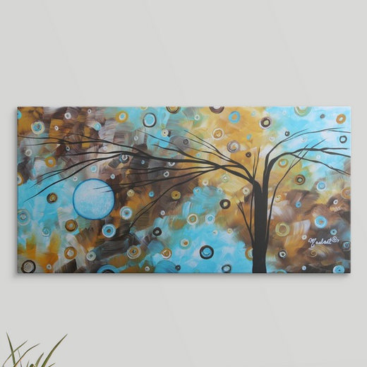 «Baby Blues» par Megan Duncanson - impression, H 20 po x l 32 po x P 1 po, Cadre blanc