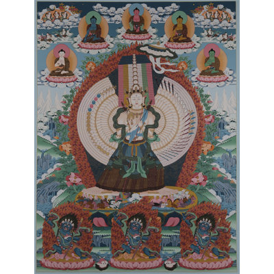 Dukkar (Sitatapatra) Brocadeless Thangka, approx. 47 x 33 in Hand‑Painted Canvas with Pure 24K Gold Detail, Tibetan Buddhist Protective Wall Art for Meditation Rooms and Statement Living Decor