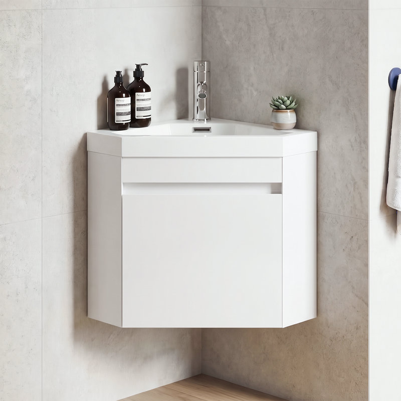 Meuble-lavabo flottant simple 22 po avec lavabo, Blanc