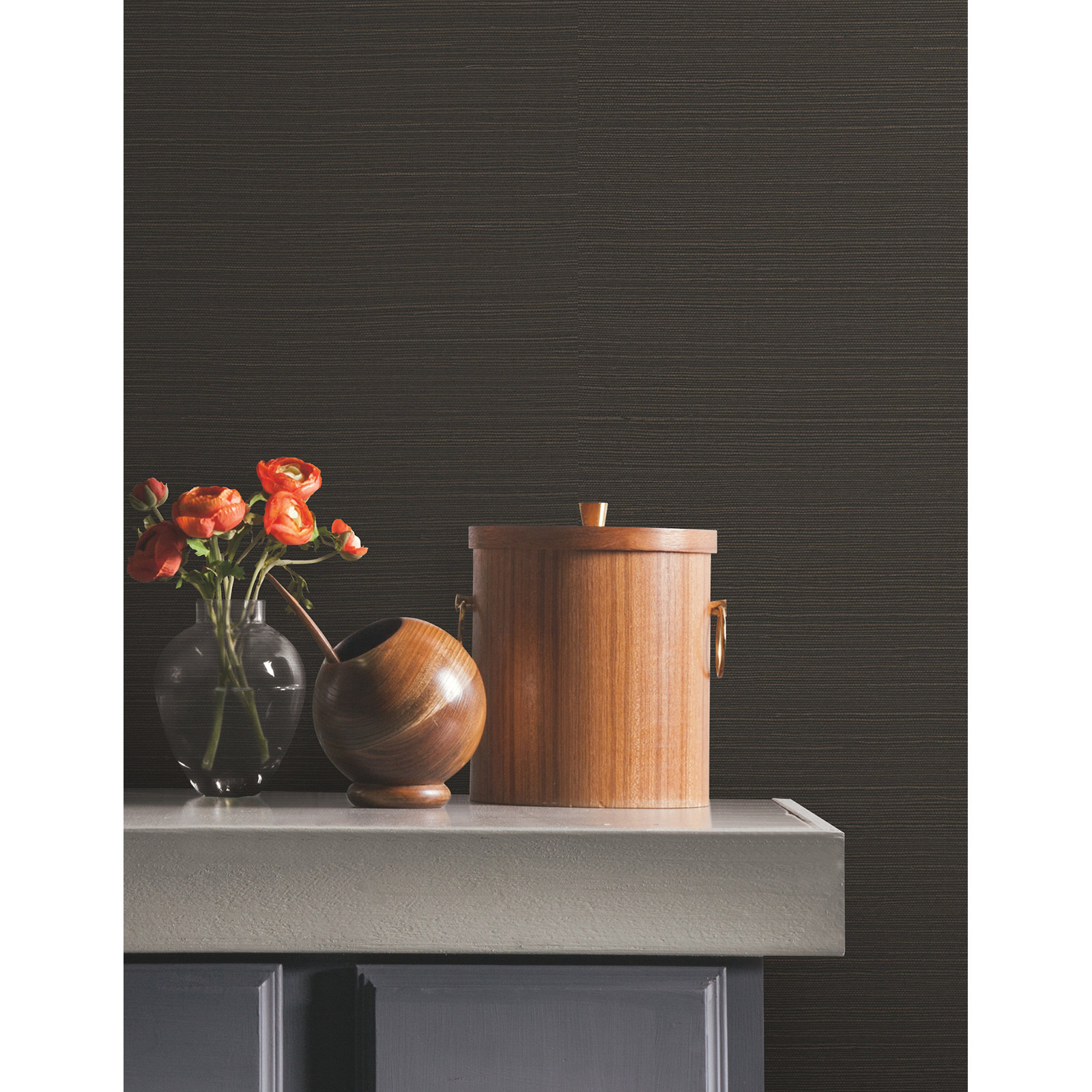 Natural Sisal Peel and Stick Grasscloth Wallpaper, Black