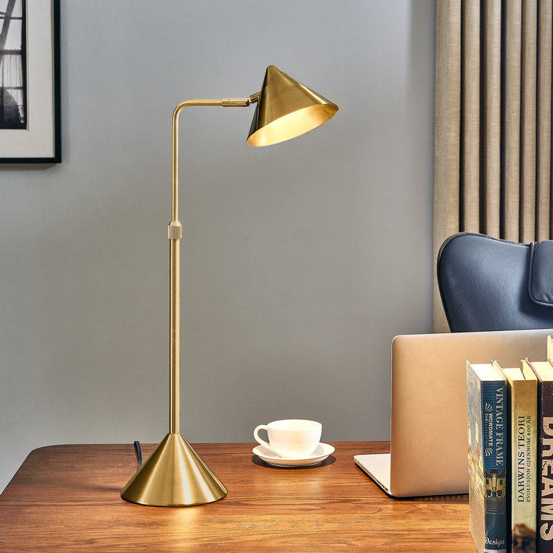 Lampe de table moderne 26 "à DEL avec bras pivotant, lampe de bureau à intensité variable, 3000K, Doré, Doré