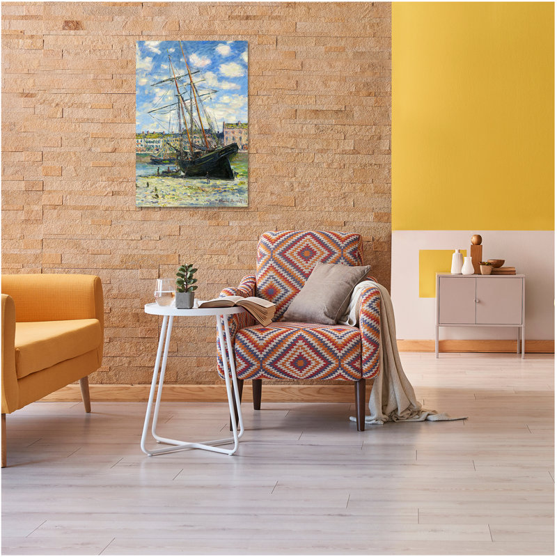 Reproduction d'art sur toile, "Bateau couché à marée basse" par Claude Monet, impression sur toile, Toile tendue