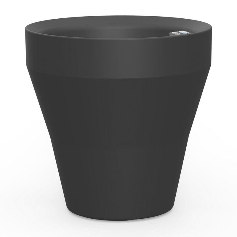 TruDrop Rim Modern Self Watering Plant Pot, Caviar Black, 26" H x 26" W x 26" D