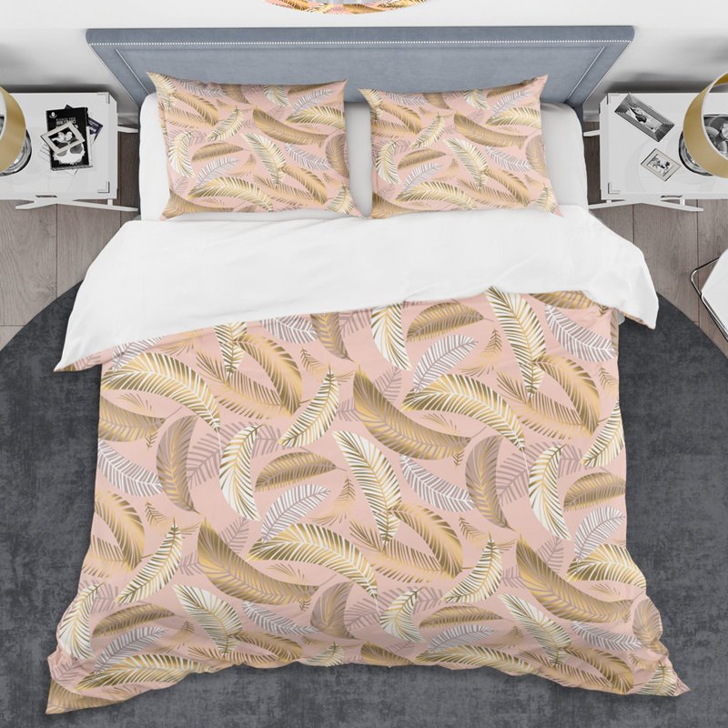 Ensemble de housse de couette tropical v de style mid-century, Housse de couette très grand + 2 taies décoratives