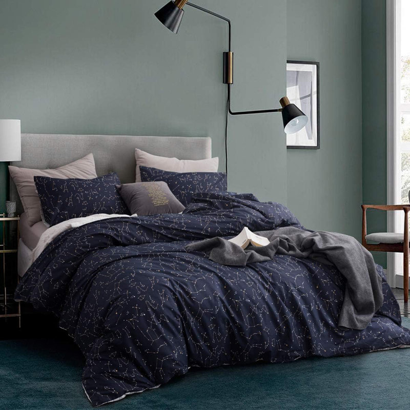 3 PCS Cosmic Constellation Duvet Cover Ultra Soft & Breathable Comforter Cover, King Duvet Cover + 2 Shams