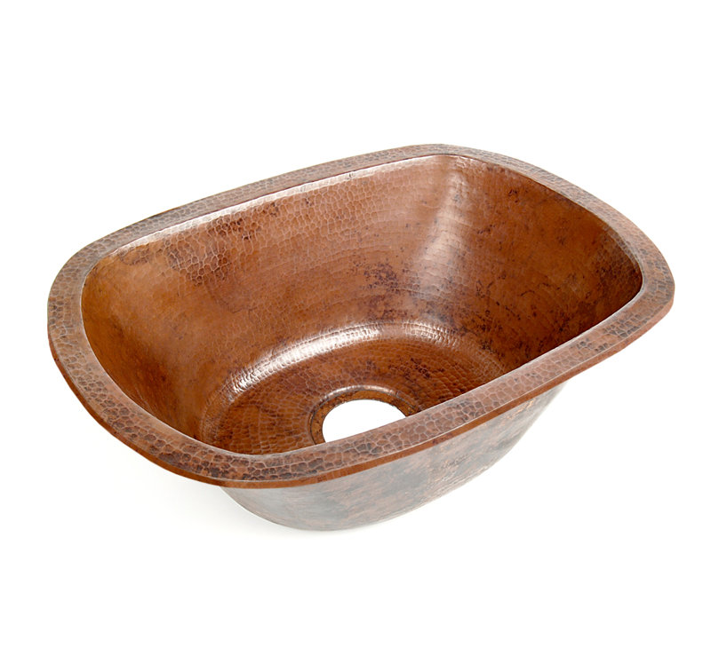 Hammered 21'' L Single Bowl Copper Kitchen Sink, Dark Smoke Copper