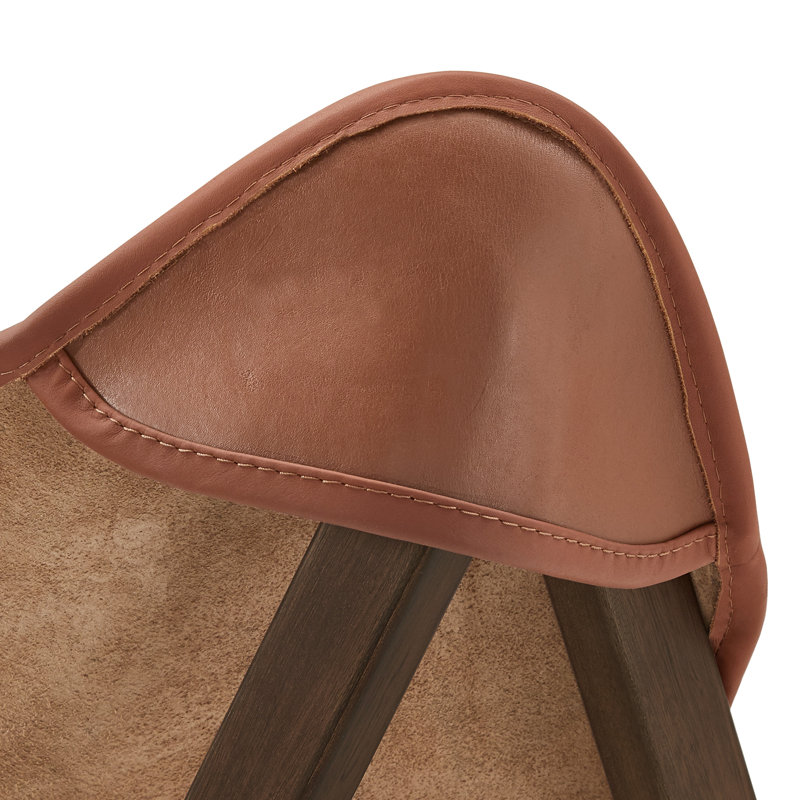 Fauteuil de chambre Kyolan en cuir véritable Tripolina, Cuir véritable brun, Brun