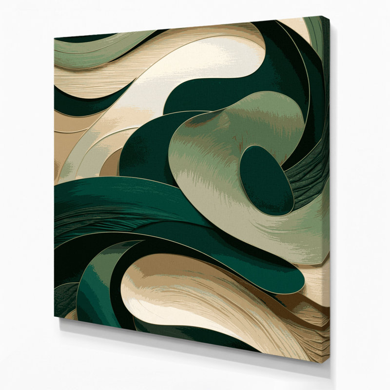 Abstrait paysage 47, art mural sur toile verte, H 8 po x l 8 po