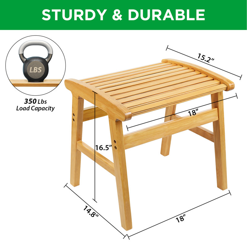 Madiba 18'' W Bamboo Shower Bench, Natural