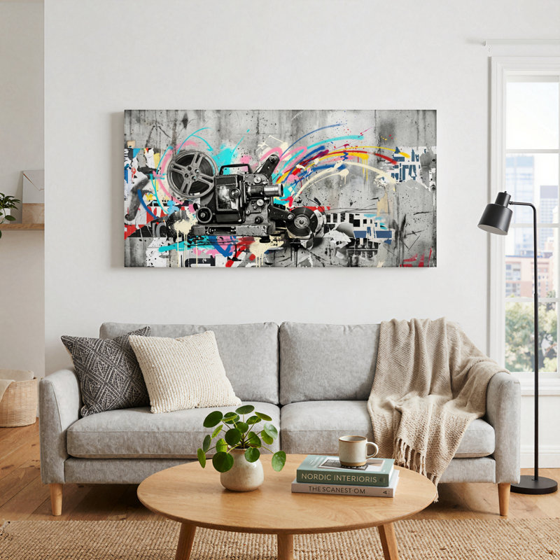 Ensemble de 1 tableau sur toile de style graffiti urbain, 40“W x 20”H, Wrapped Canvas