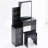 Small Space Vanity With Cushioned Stool, Massive Sliding Mirror, Multi-layered Storage, Black Dresser For Confined Room Areas Table Extra Large Mirror & Chair, Multi-layer Storage Bedrooms, Black, ,-538394504