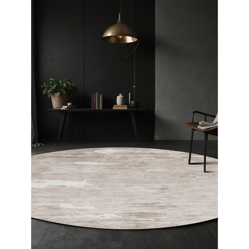 Tapis beige lavable à la machine GSIX03621, Rond 8 pi
