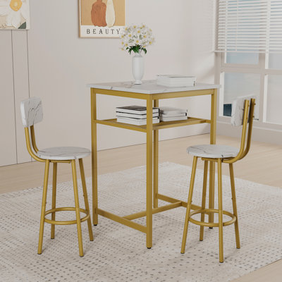 Bar table, equipped with 2 bar stools