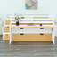 Lit mezzanine avec marches de rangement, bureau coulissant et lit gigogne pour jeux et poste de travail-842083903