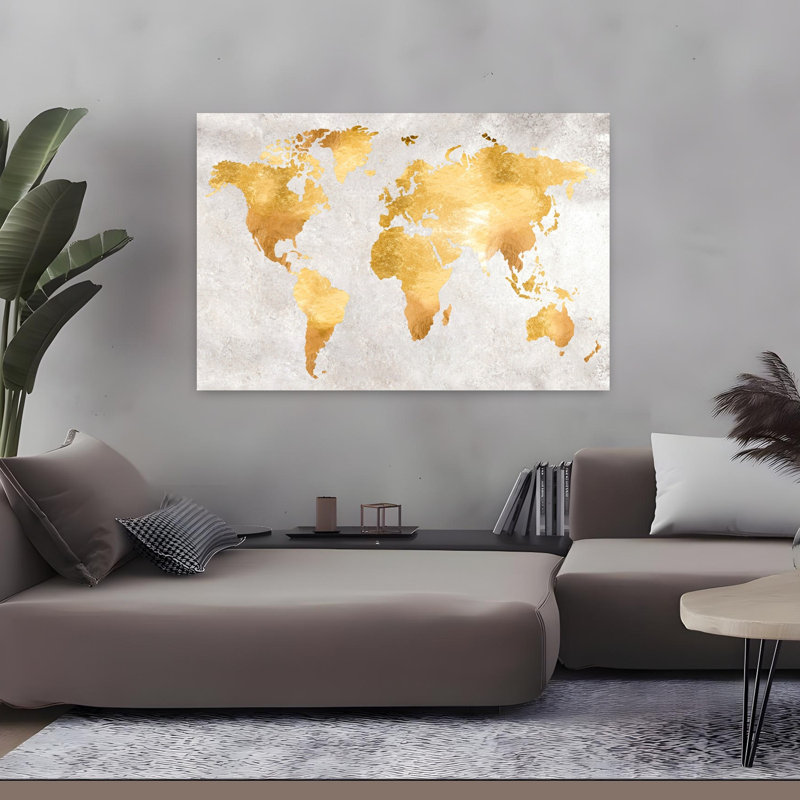 «Gold World», art abstrait contemporain, H 32 po x l 48 po