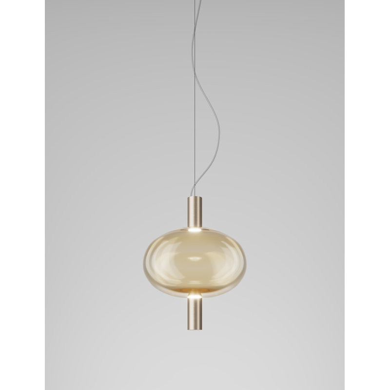 Riflesso Suspension 1 Crystal Transparent Matt Gold 3 L2210 Ul, Amber Transparent, Matte Gold