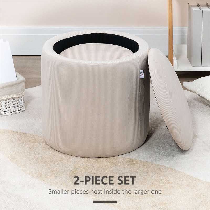 Upholstered Corduroy Pouf