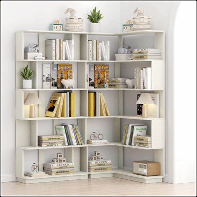 Bibliothèque d'angle peu encombrante de 90 cm et bibliothèque extensible de 80 cm, meubles librement combinés en plusieurs couleurs