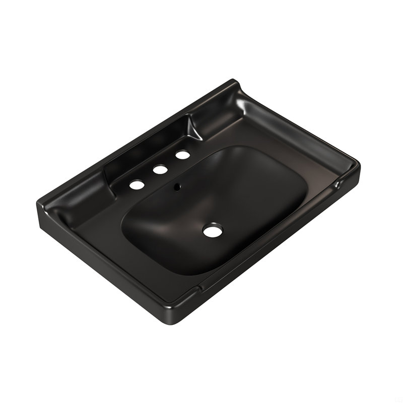 Lavabo de salle de bain en céramique 28 po avec 3 trous pré-percés, sans armoire et robinet