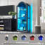 Vitrine 72 po en verre arqué, vitrine moderne à 4 niveaux avec luminosité / vitesse réglable, vitrine avec 20 lumières colorées-121601780