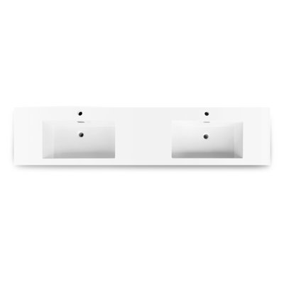 Lavabo de salle de bain rectangulaire en granite composite blanc 84 po Ablitas