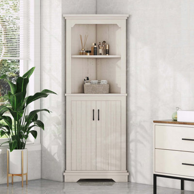 Tall Corner Cabinet with Doors for Living Room, Bathroom