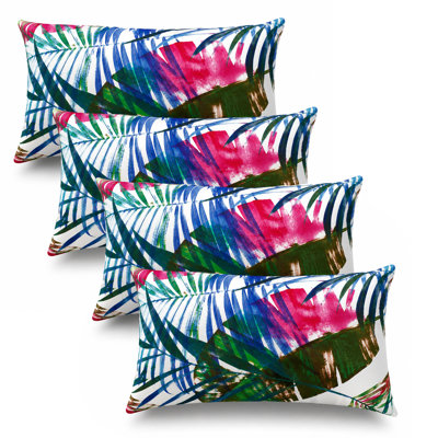 4 Pack Outdoor Lumbar Pillow Covers ONLY 12x20 Inch, Water-Repellent & Fade Resistant Decorative Cushion Covers for Patio Furniture, Garden, Porch, Balcony, Outdoor/Indoor Sofa