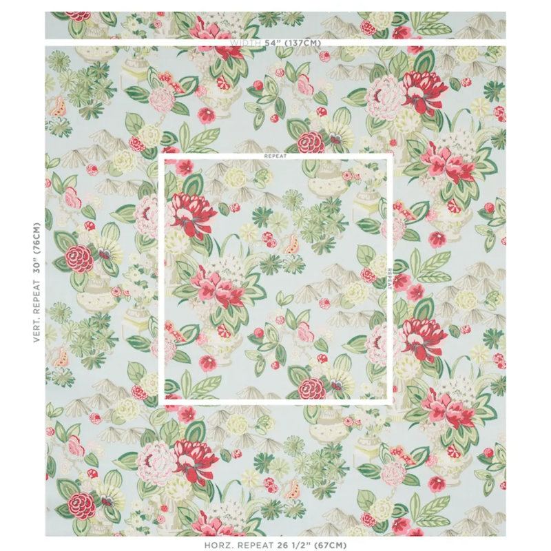 Bouquet Chinois Fabric, Sky