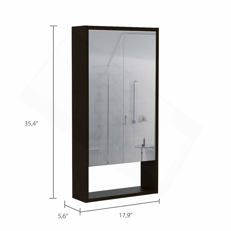 Armoire à pharmacie rectangulaire avec miroir wengé, Wengé