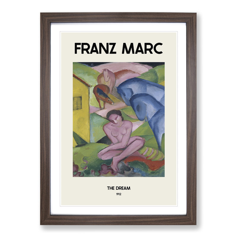The Dream by Franz Marc - Picture Frame Painting, 65cm H x 48cm W x 2cm D, Walnut Framed