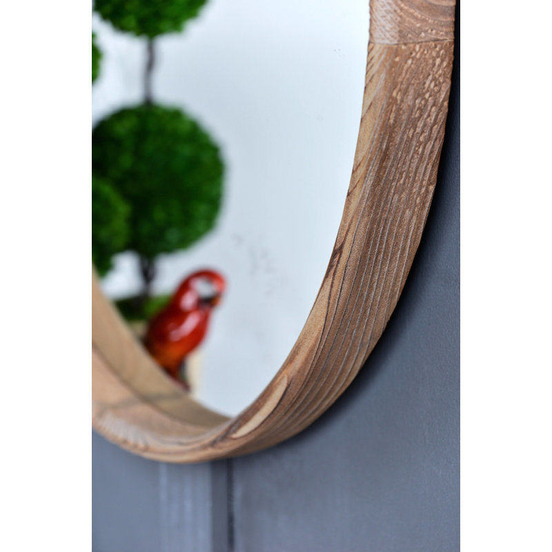28" Round Wood Mirror